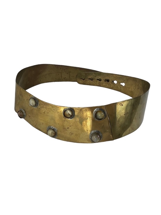 Vintage Ornate Brass Belt With Stones main image 3